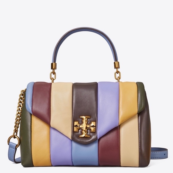 Tory Burch Handbags - Tory Burch Kira Small Top Handle Quilted Logo Multi Leather Satchel Handbag